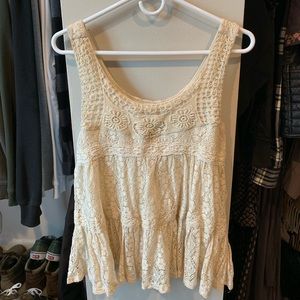 Lacey cream tank top